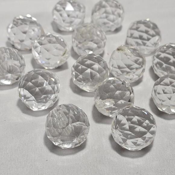 Lot Of 15 Vintage 1" Crystal Drop Balls Glass Round Faceted Chandelier Prism - Picture 4 of 8